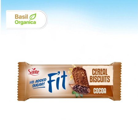 بسكويت "Sante Fit Cereal Cocoa" هو بسكويت حبوب كاملة بنكهة الكاكاو بدون سكر مضاف