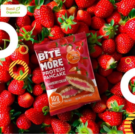 بان كيك فراولة 🍓 "بايت آند مور بروتين بان كيك بحشوة كريمة الفراولة