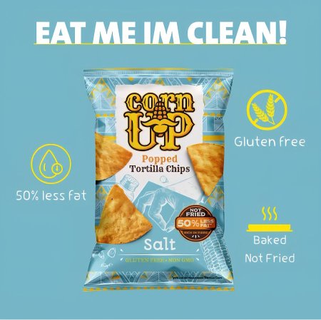 رقائق تورتيلا الذرة المنتفخة بالملح من "كورن أب" صحية 😋 
