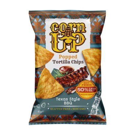 رقائق التورتيلا "Corn Up" بنكهة "Texas Style BBQ". الباربكيو