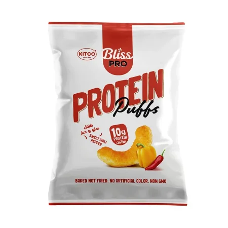 بمبا بروتين بنكهة السويت شيلي Kitco Bliss Pro Protein Puffs