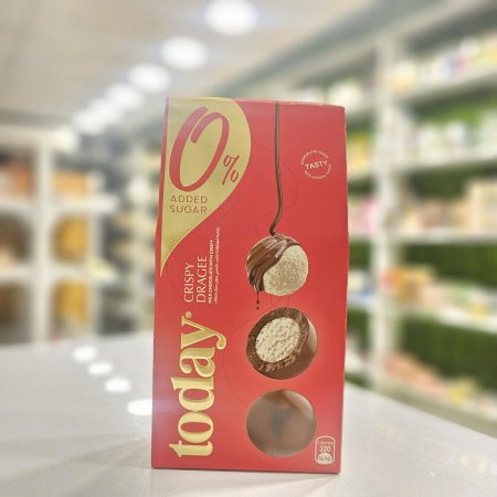 دراجيه شوكولاتة "Today Crispy Dragee" بالحليب مع مقرمشات، وخالية من السكر المضاف.