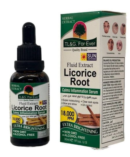 سيروم للوجه بخلاصة عرق السوس من " Fluid Extra Licoric Root Face Serum" هو منتج للعناية بالبشرة يهدف إلى تفتيح وترطيب البشرة ومعالجة مشاكلها. 