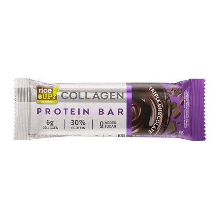 بار بروتين كولاجين رايز أب بنكهة الشوكولاتة الثلاثية (RiceUP! Collagen Protein Bar Triple Chocolate). 
